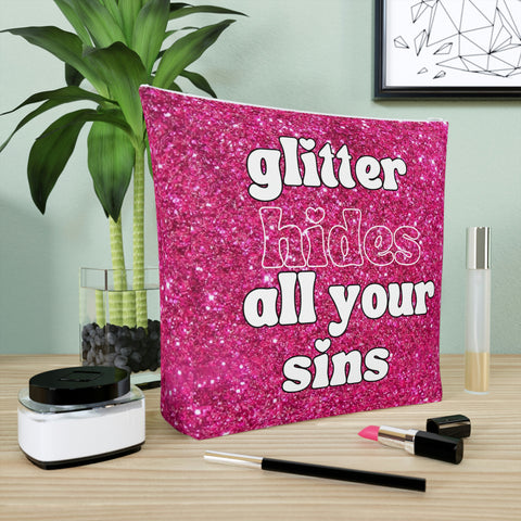 Glitter Hides All Your Sins Extra Large Cosmetic Bag